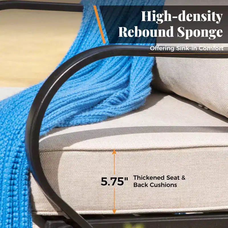 Juego de muebles metálicos para patio de 6 piezas Captiva Designs, conjunto para conversar con sillones y otomanas para jardín, porche y patio trasero