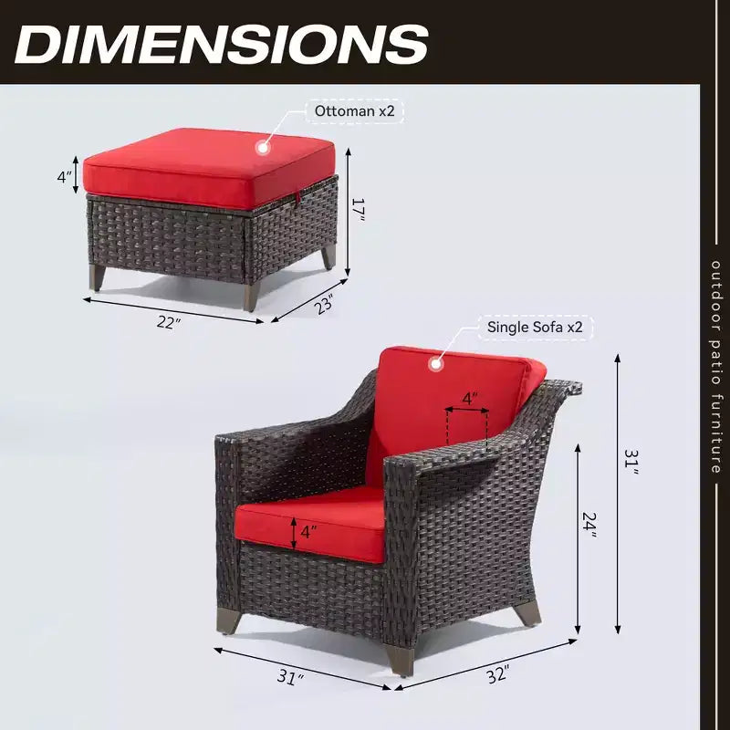 Silla de patio UPTIOT con cojines y otomanas