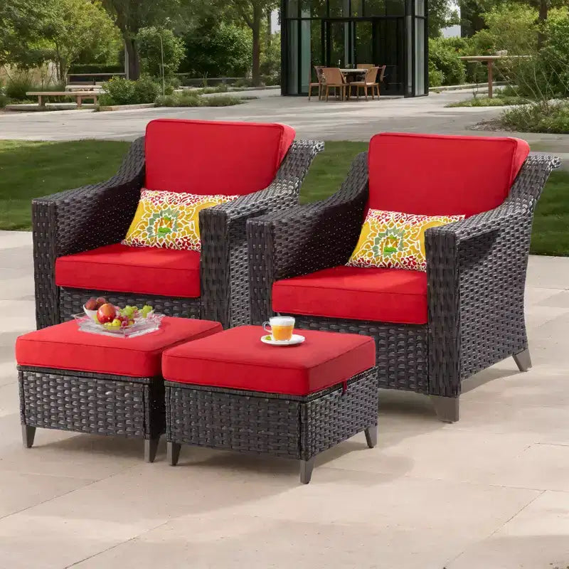 Silla de patio UPTIOT con cojines y otomanas