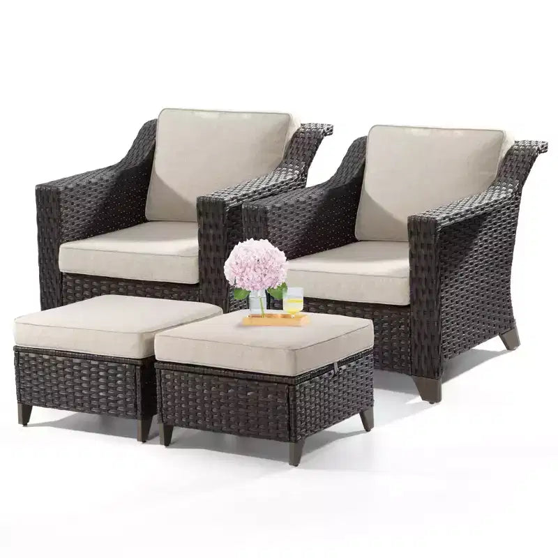 Silla de patio UPTIOT con cojines y otomanas