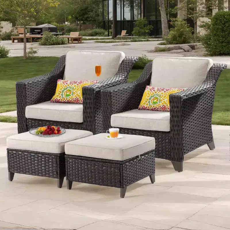 Silla de patio UPTIOT con cojines y otomanas