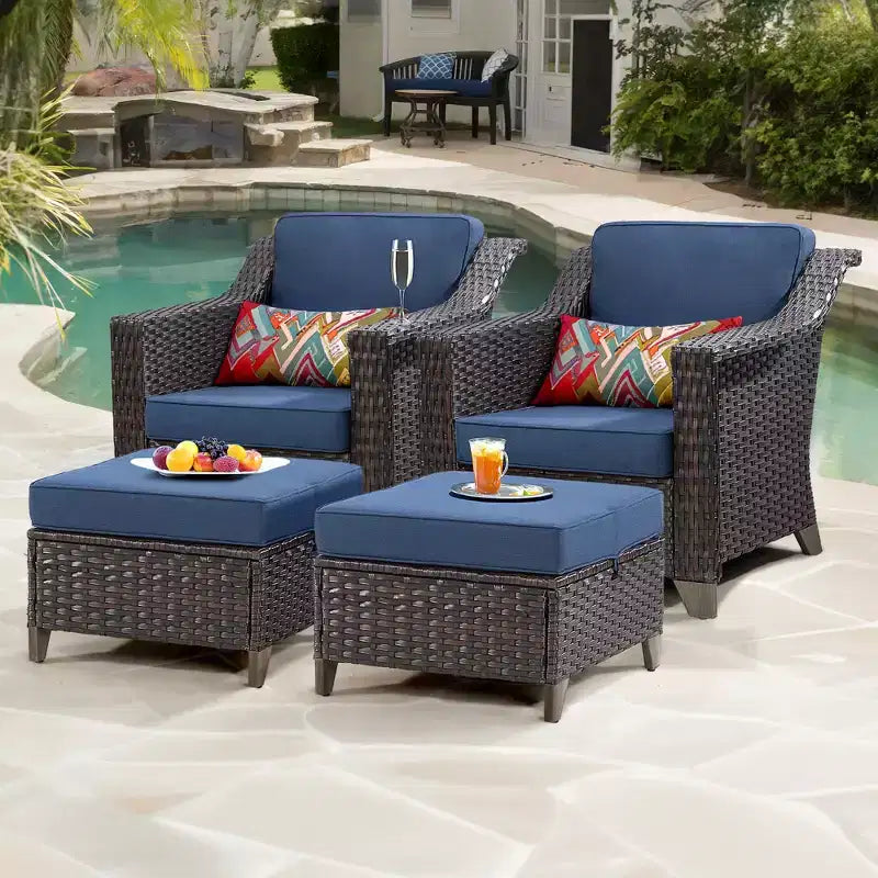 Silla de patio UPTIOT con cojines y otomanas