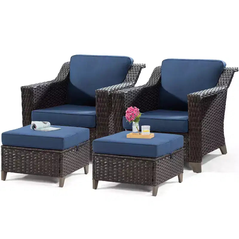 Silla de patio UPTIOT con cojines y otomanas