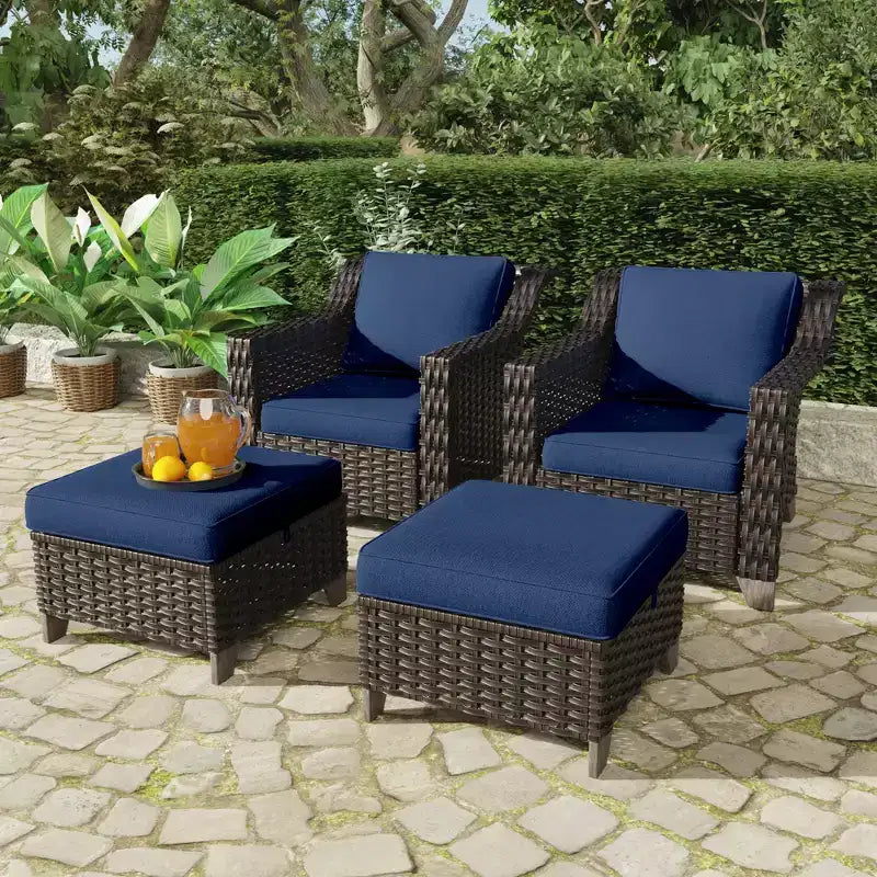Silla de patio UPTIOT con cojines y otomanas