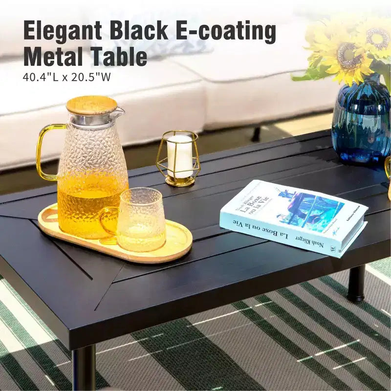Captiva Designs conjunto de conversación de 6 piezas extragrandes de metal para patio exterior, con sillas giratorias con respaldo estampado