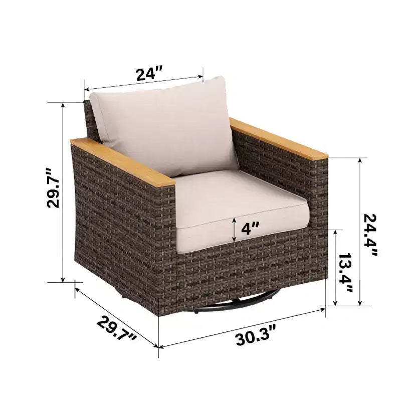 Captiva Designs conjunto seccional de conversación de 12 piezas de mimbre y ratán para patio exterior, con otomana acolchada