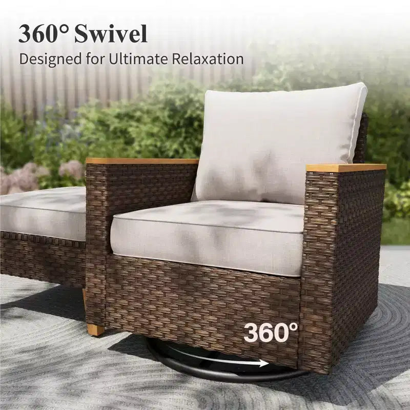 Captiva Designs conjunto seccional de conversación de 12 piezas de mimbre y ratán para patio exterior, con otomana acolchada