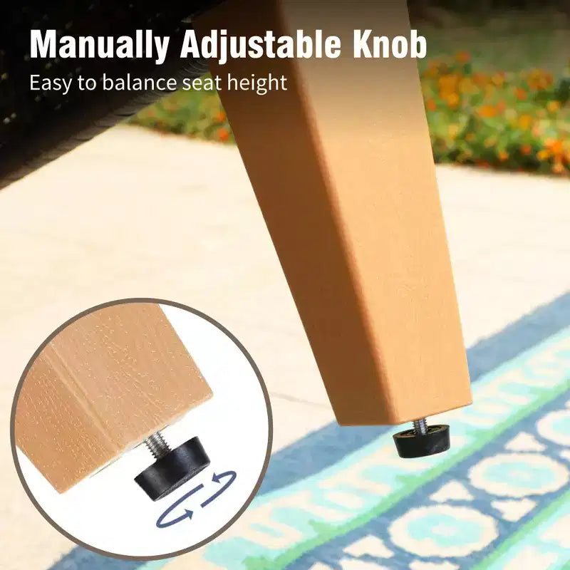 Conjunto de sofá seccional curvo de medio círculo de 7 piezas Captiva Designs para patio exterior, de mimbre de ratán, con otomana acolchada