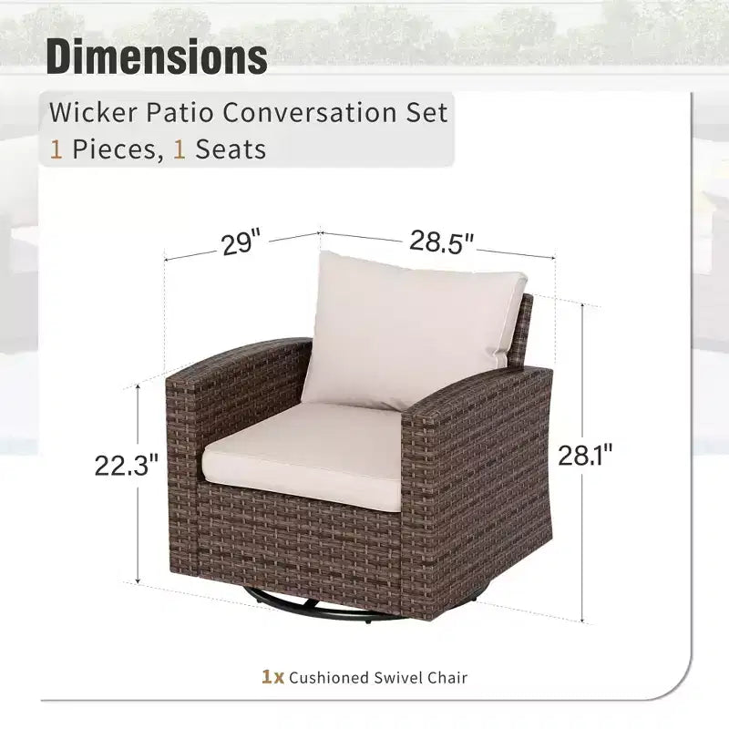 Conjunto de conversación para patio exterior de 6 piezas Captiva Designs, de mimbre, con sofá de dos plazas acolchado para jardín, junto a la piscina o patio trasero