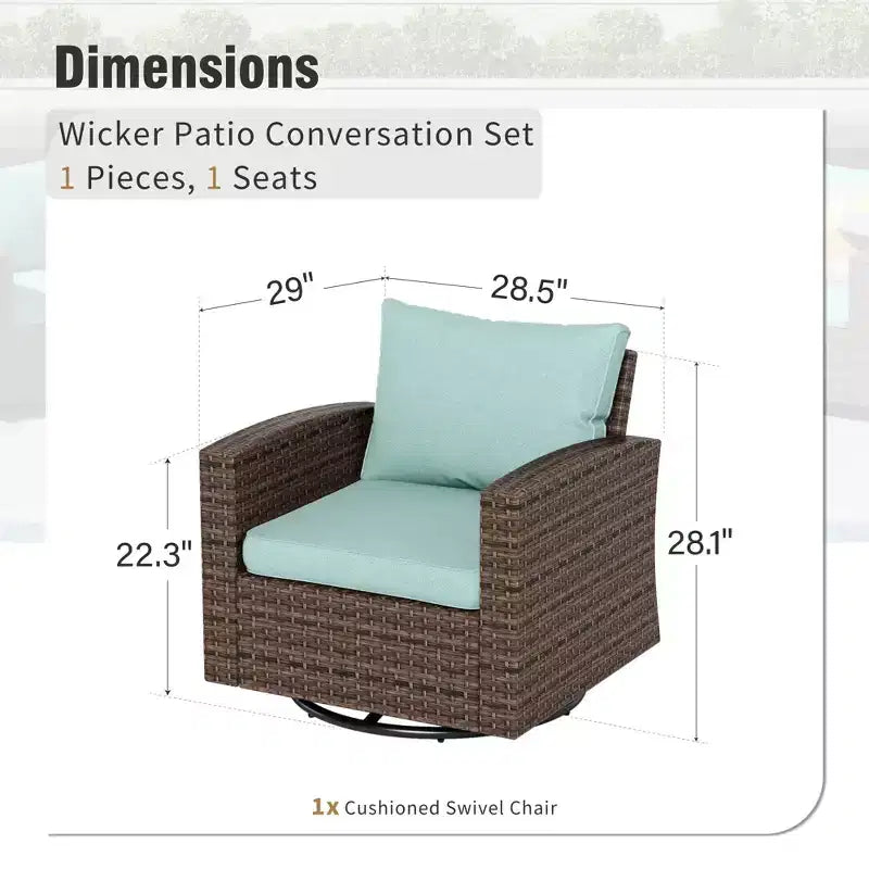 Conjunto de conversación para patio exterior de 6 piezas Captiva Designs, de mimbre, con sofá de dos plazas acolchado para jardín, junto a la piscina o patio trasero