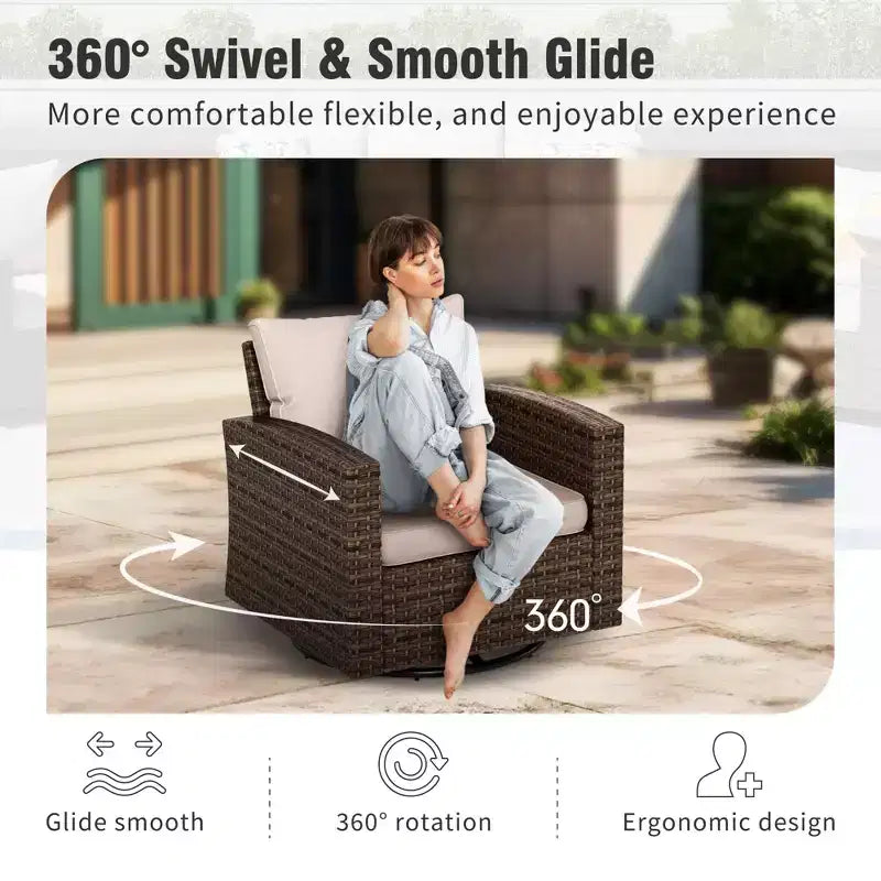 Conjunto de conversación para patio exterior de 6 piezas Captiva Designs, de mimbre, con sofá de dos plazas acolchado para jardín, junto a la piscina o patio trasero