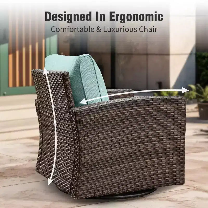 Conjunto de conversación para patio exterior de 6 piezas Captiva Designs, de mimbre, con sofá de dos plazas acolchado para jardín, junto a la piscina o patio trasero