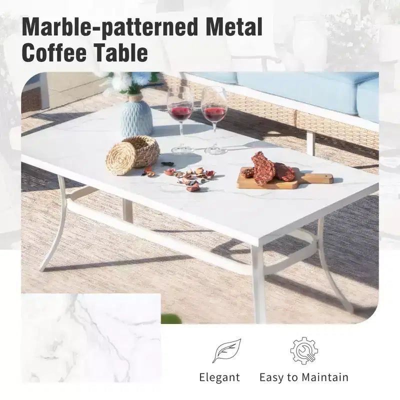 Juego de conversación de patio exterior de metal y ratán extragrande de 5 piezas Captiva Designs, con sillas giratorias con respaldo de rejilla y sofá biplaza