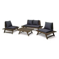 Conjunto de conversación para exterior de madera de acacia Sedona de Christopher Knight Home para 4 personas, con cojines