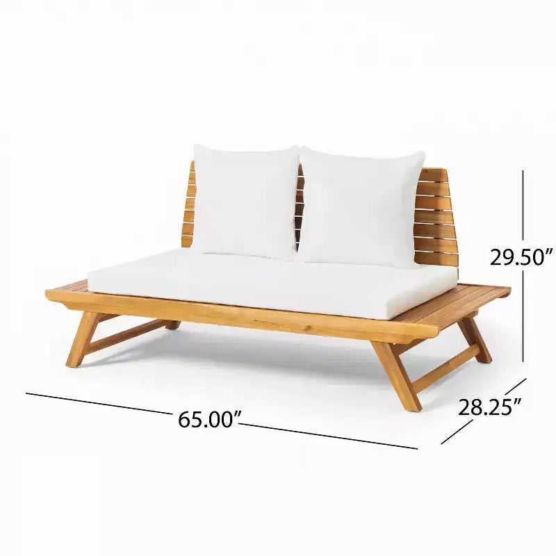 Christopher Knight Home Sedona - Ensemble de conversation extérieur en bois d'acacia pour 4 personnes avec table d'appoint et coussins