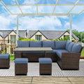 Heynemo 7 Piece Patio Furniture Set with Dining Table and Chair, All Weather Wicker Conversation Set with OttomanHigh Curved Back Outdoor Furniture