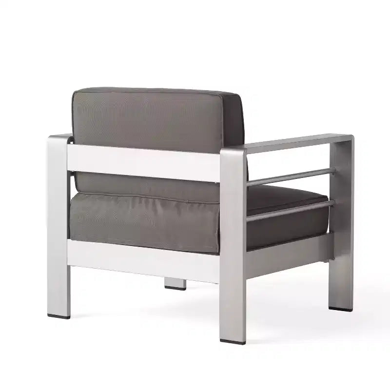 Ensemble de conversation extérieur GDFStudio Crested Bay en aluminium pour 4 personnes avec brasero gris clair