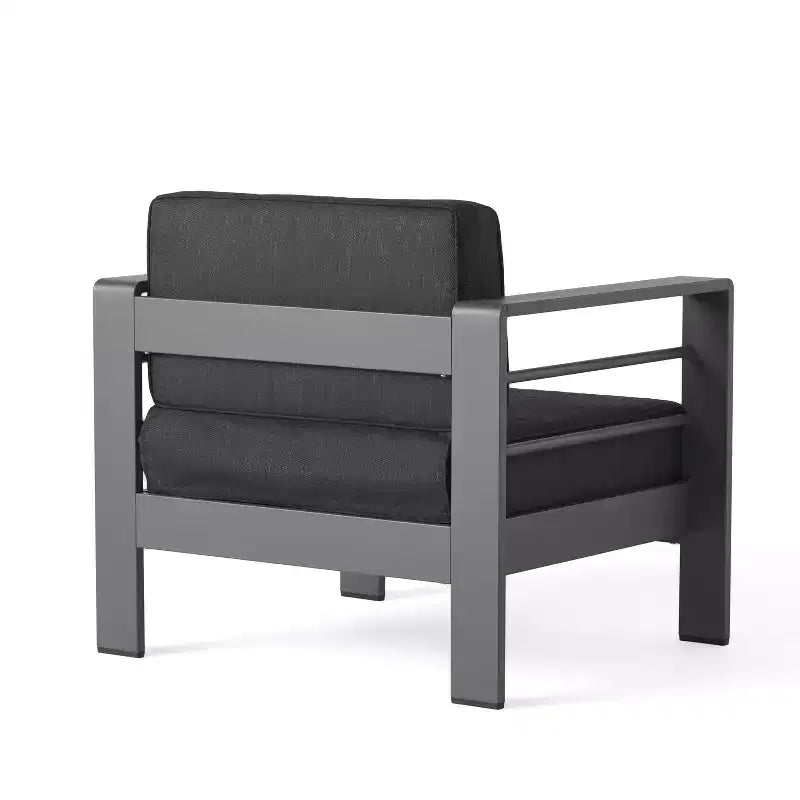 Ensemble de conversation extérieur GDFStudio Crested Bay en aluminium pour 4 personnes avec brasero gris clair