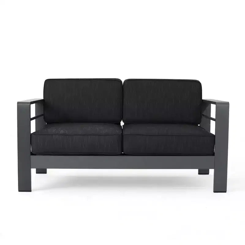 Ensemble de conversation extérieur GDFStudio Crested Bay en aluminium pour 4 personnes avec brasero gris clair
