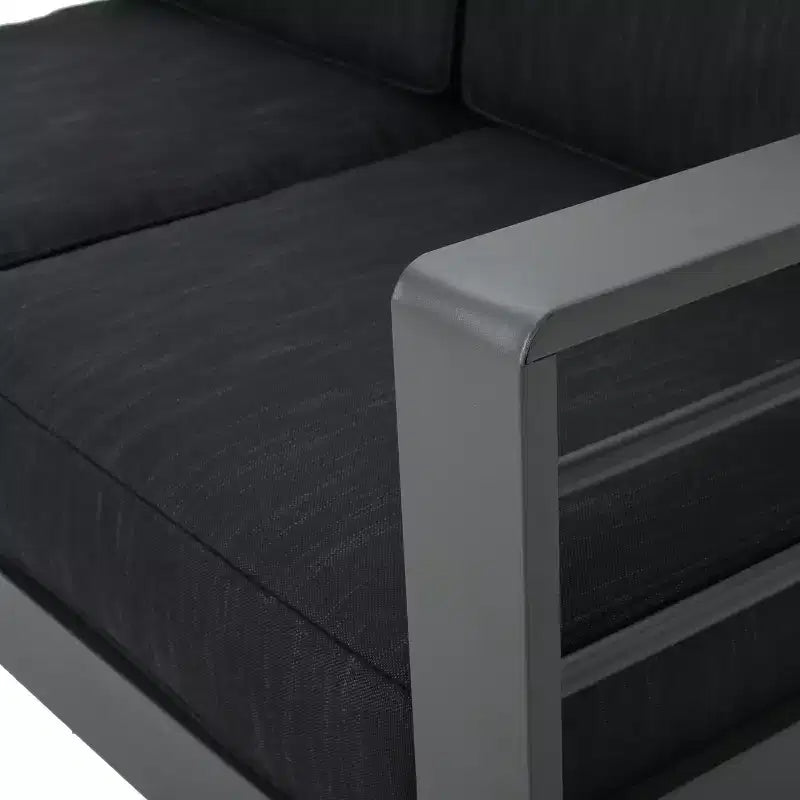 Ensemble de conversation extérieur GDFStudio Crested Bay en aluminium pour 4 personnes avec brasero gris clair