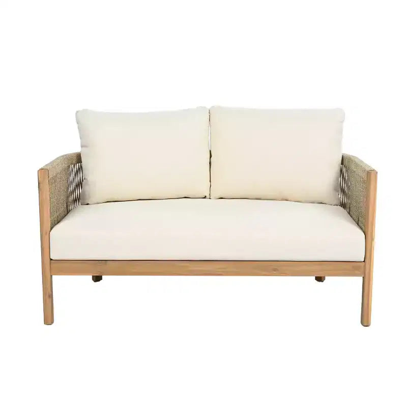 Christopher Knight Home Gillian, ensemble de sièges pour patio en bois d’acacia et tressage en corde, 4 pièces