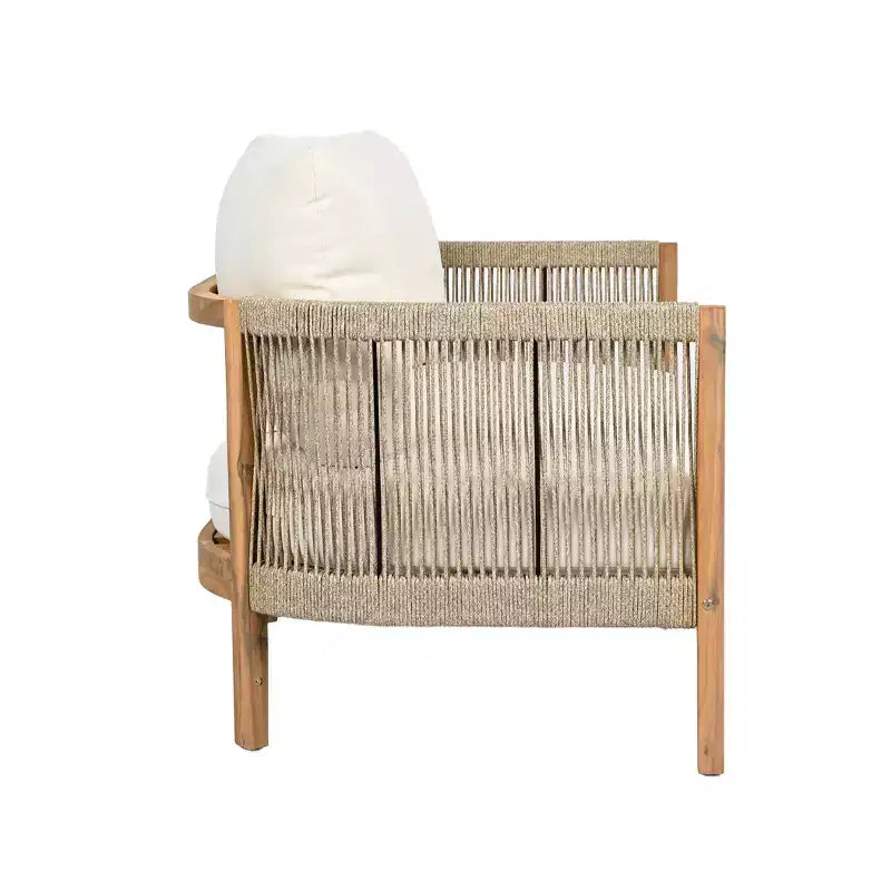 Christopher Knight Home Gillian, ensemble de sièges pour patio en bois d’acacia et tressage en corde, 4 pièces