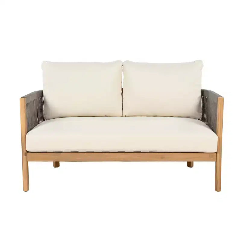 Christopher Knight Home Gillian, ensemble de sièges pour patio en bois d’acacia et tressage en corde, 4 pièces