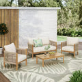 Christopher Knight Home Gillian, ensemble de sièges pour patio en bois d’acacia et tressage en corde, 4 pièces