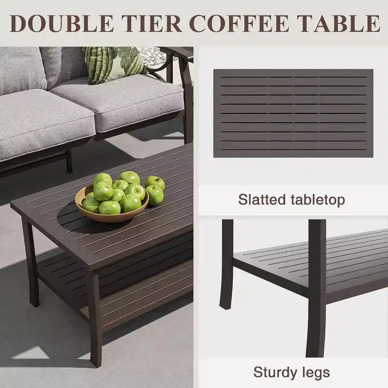 Juego de muebles para patio y exteriores Heynemo, conjunto de 5 piezas para conversar con mesa de centro, muebles metálicos para porche, patio trasero y jardín