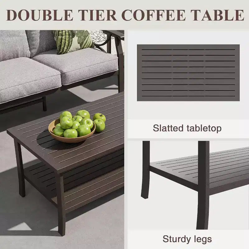 Juego de muebles para patio y exteriores Heynemo, conjunto de 5 piezas para conversar con mesa de centro, muebles metálicos para porche, patio trasero y jardín