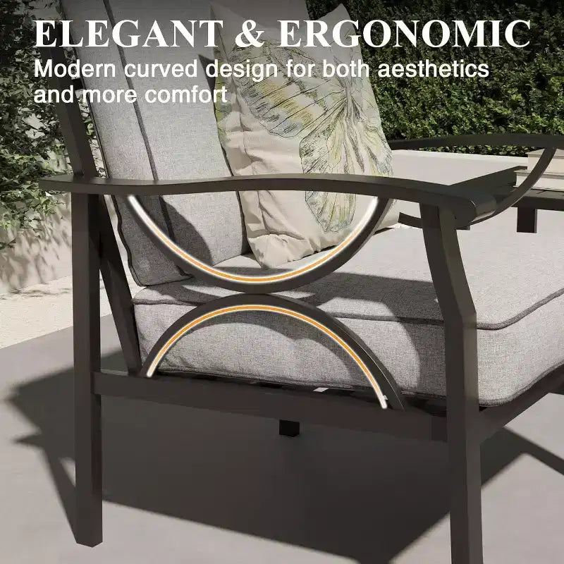 Juego de muebles para patio y exteriores Heynemo, conjunto de 5 piezas para conversar con mesa de centro, muebles metálicos para porche, patio trasero y jardín