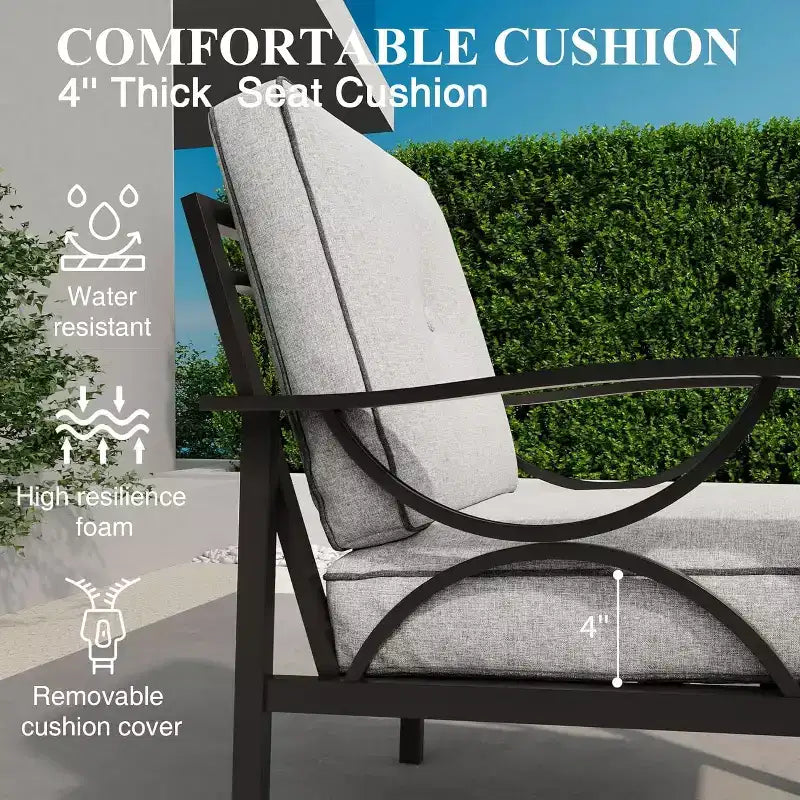 Juego de muebles para patio y exteriores Heynemo, conjunto de 5 piezas para conversar con mesa de centro, muebles metálicos para porche, patio trasero y jardín