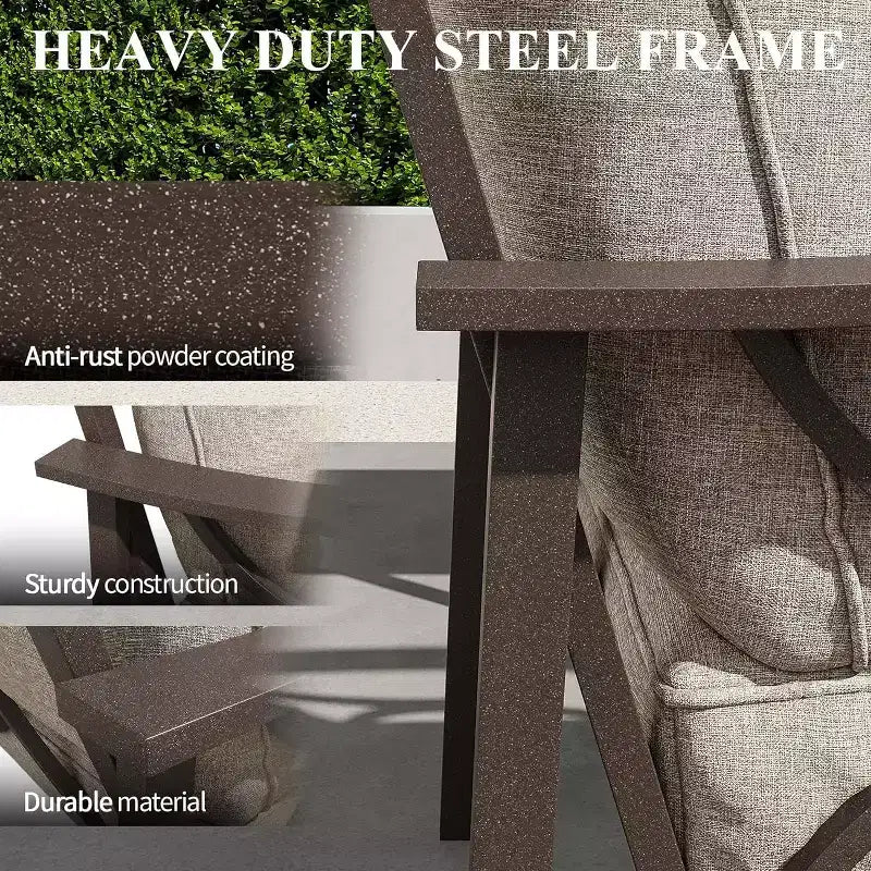 Conjunto de muebles de patio para exteriores Heynemo, conjunto de conversación para patio de 6 piezas con mesa de centro y otomanas, conjunto de muebles metálicos para porche y jardín, café