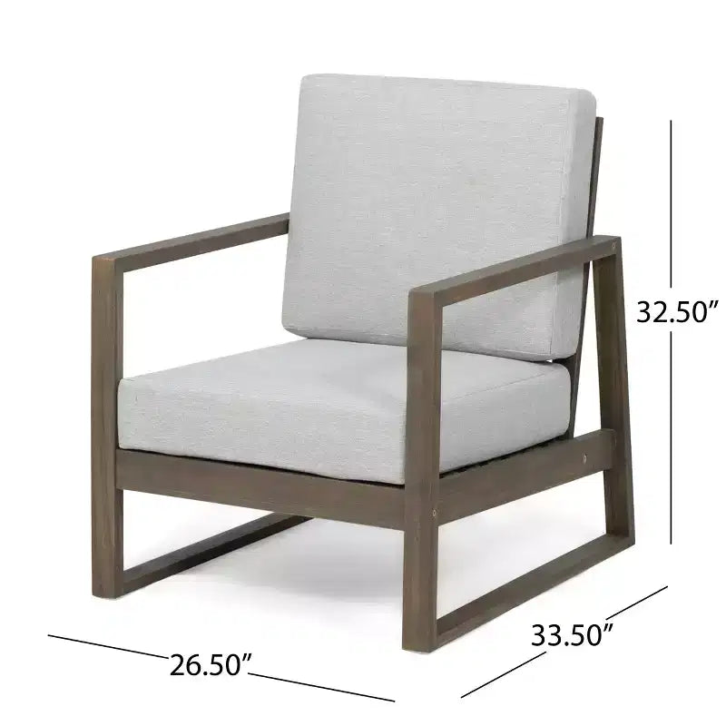 Christopher Knight Home Bringier, ensemble de conversation d’extérieur pour 4 personnes en bois d’acacia avec coussins résistants à l’eau