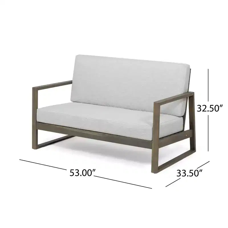Christopher Knight Home Bringier, ensemble de conversation d’extérieur pour 4 personnes en bois d’acacia avec coussins résistants à l’eau