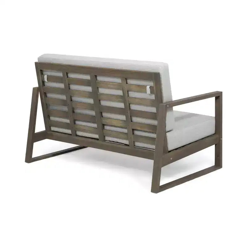 Christopher Knight Home Bringier, ensemble de conversation d’extérieur pour 4 personnes en bois d’acacia avec coussins résistants à l’eau