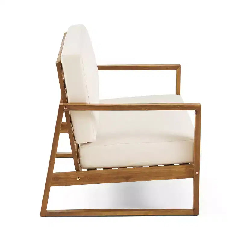 Conjunto de sofá de dos plazas y mesa de centro de madera de acacia para exterior Hazel de Christopher Knight Home, con cojines
