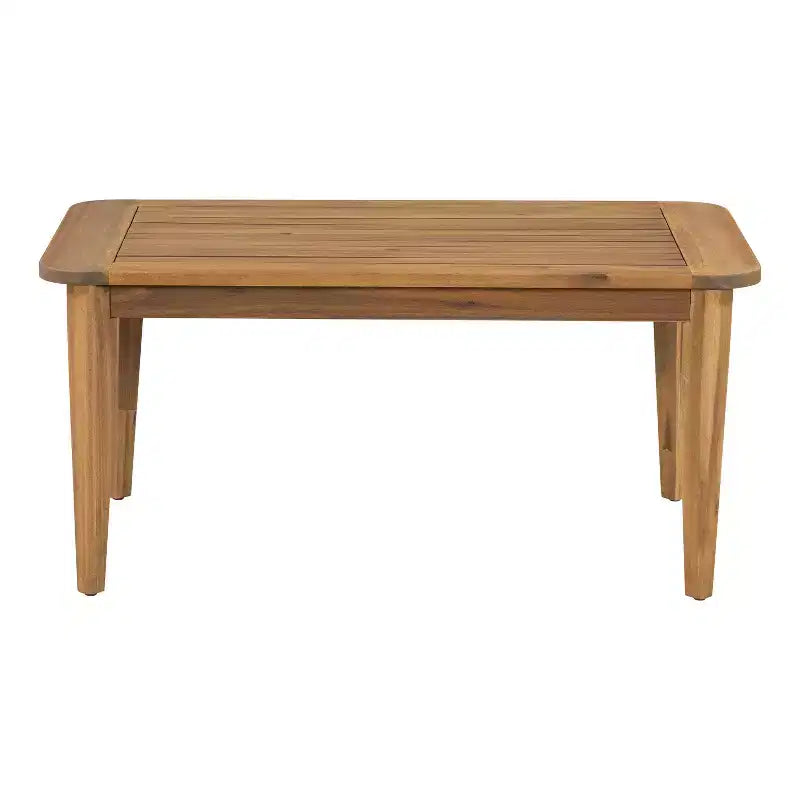Christopher Knight Home Osborn conjunto de asientos para exteriores de 4 piezas de madera de acacia con diseño de listones y cojín, teca/beige