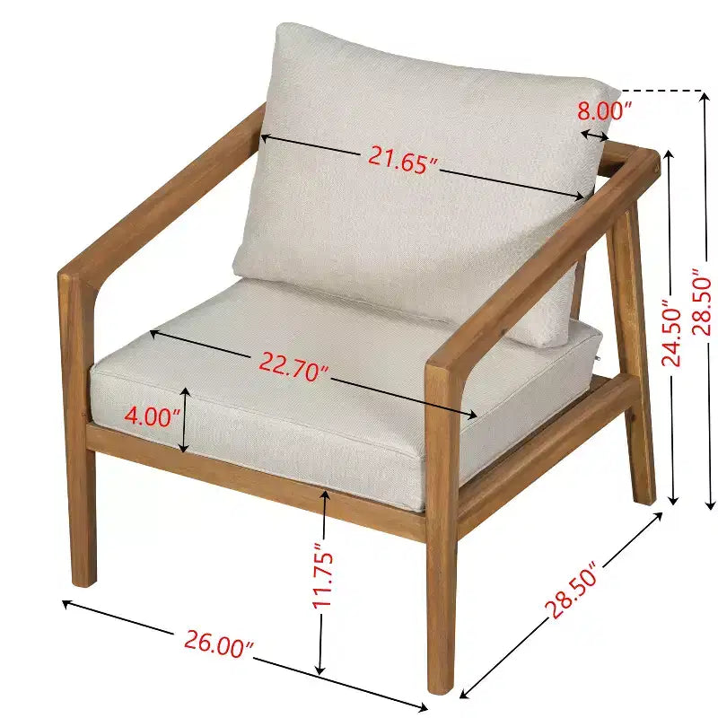 Christopher Knight Home Osborn conjunto de asientos para exteriores de 4 piezas de madera de acacia con diseño de listones y cojín, teca/beige