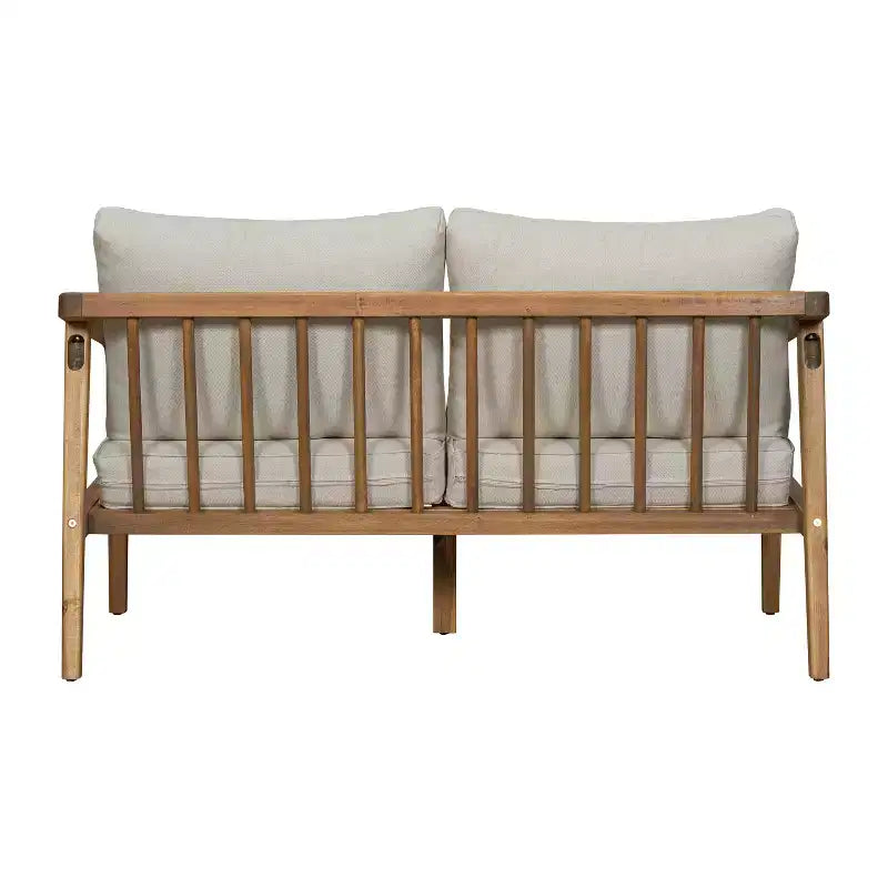 Christopher Knight Home Osborn conjunto de asientos para exteriores de 4 piezas de madera de acacia con diseño de listones y cojín, teca/beige