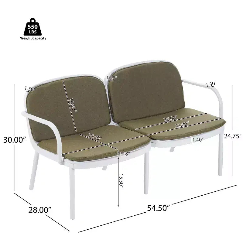 Conjunto moderno de 3 piezas para exterior Gunda de Christopher Knight Home, con sofá de dos plazas y silla tapizados en polipropileno
