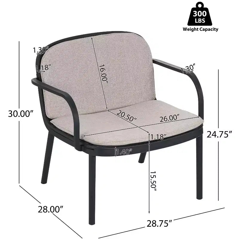 Conjunto moderno de 3 piezas para exterior Gunda de Christopher Knight Home, con sofá de dos plazas y silla tapizados en polipropileno
