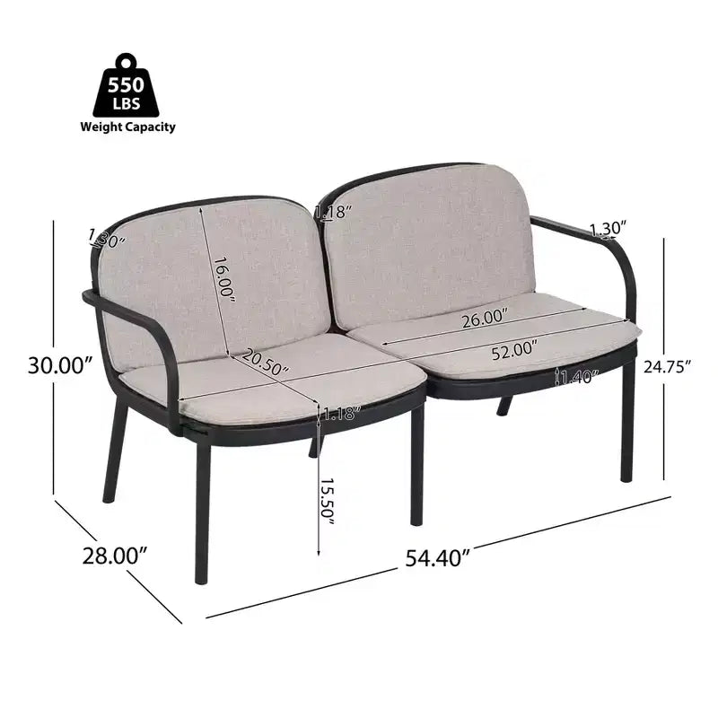 Conjunto moderno de 3 piezas para exterior Gunda de Christopher Knight Home, con sofá de dos plazas y silla tapizados en polipropileno