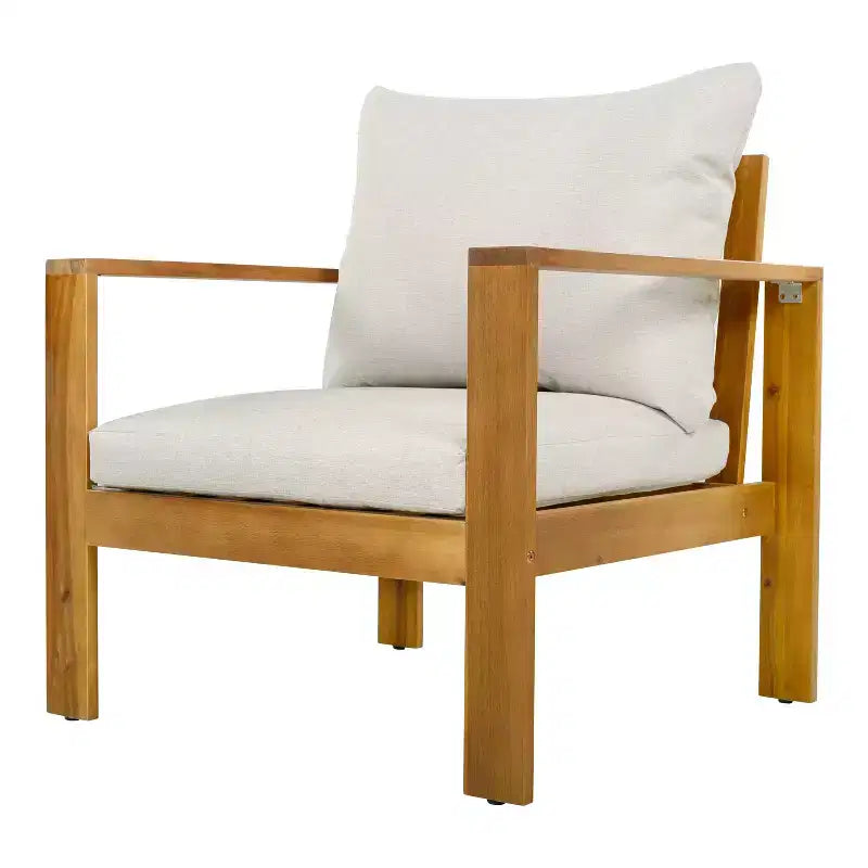 Conjunto de asientos de exterior Norman de Christopher Knight Home, de 5 piezas, con diseño de listones de madera de acacia y tapizado