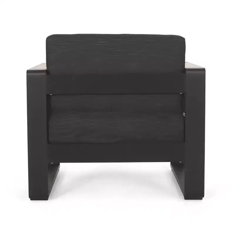 Conjunto de conversación exterior Christopher Knight Home Ostrander para 4 personas, de aluminio, con mesa con fogón, negro/gris oscuro