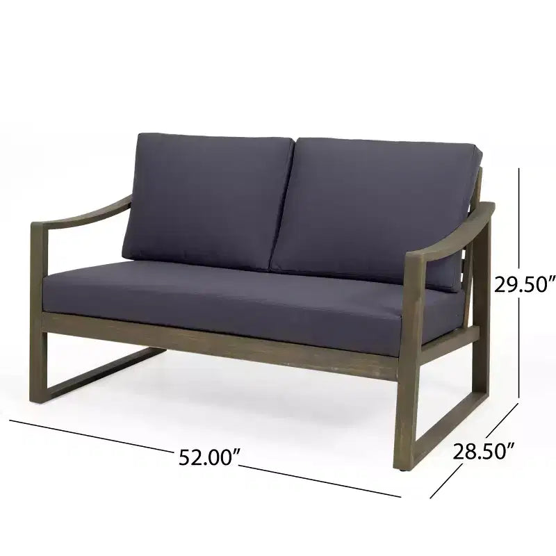 Christopher Knight Home Samwell - Ensemble d'extérieur en bois d'acacia comprenant une causeuse et une table basse avec accoudoirs inclinés