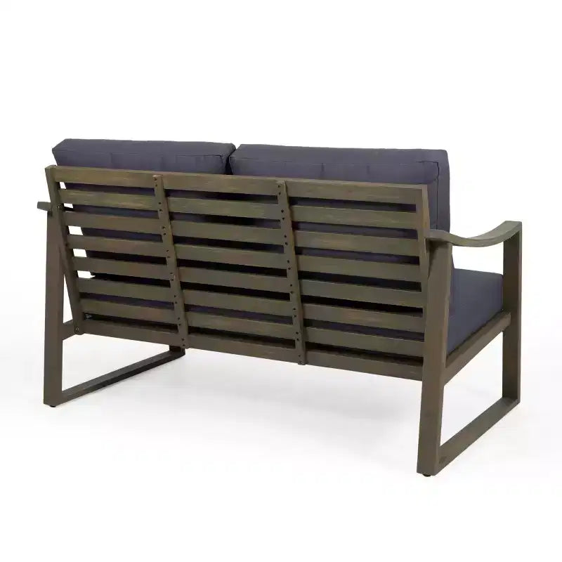 Christopher Knight Home Samwell - Ensemble d'extérieur en bois d'acacia comprenant une causeuse et une table basse avec accoudoirs inclinés