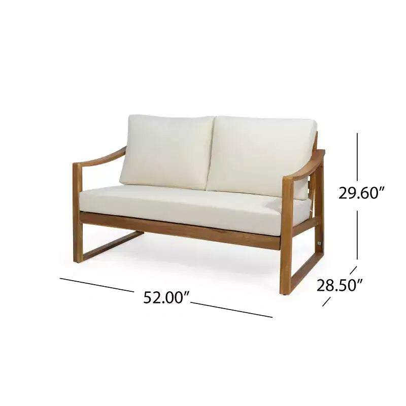 Christopher Knight Home Samwell - Ensemble d'extérieur en bois d'acacia comprenant une causeuse et une table basse avec accoudoirs inclinés