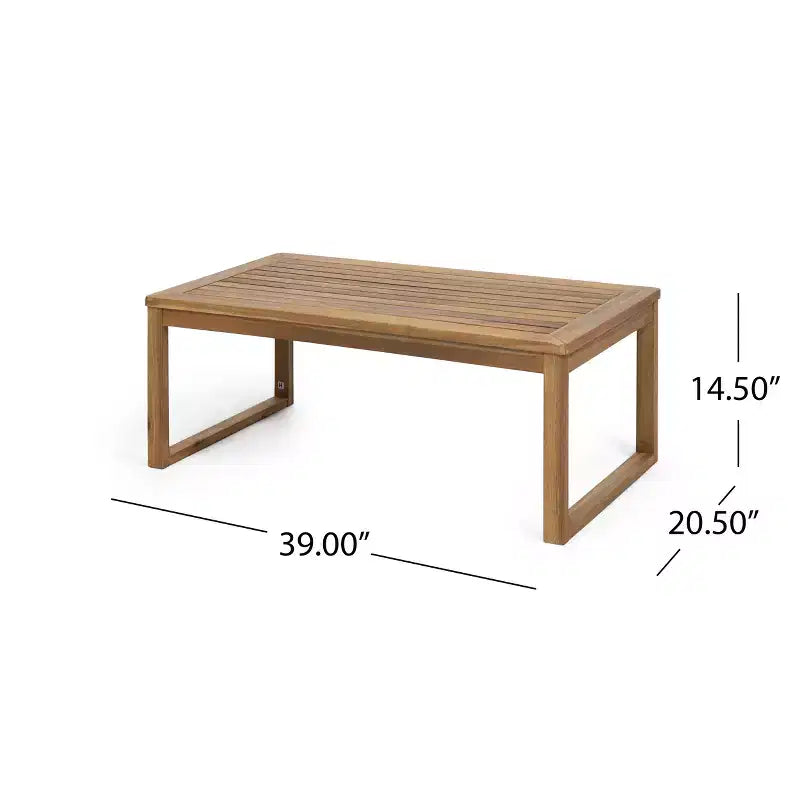 Christopher Knight Home Samwell - Ensemble d'extérieur en bois d'acacia comprenant une causeuse et une table basse avec accoudoirs inclinés
