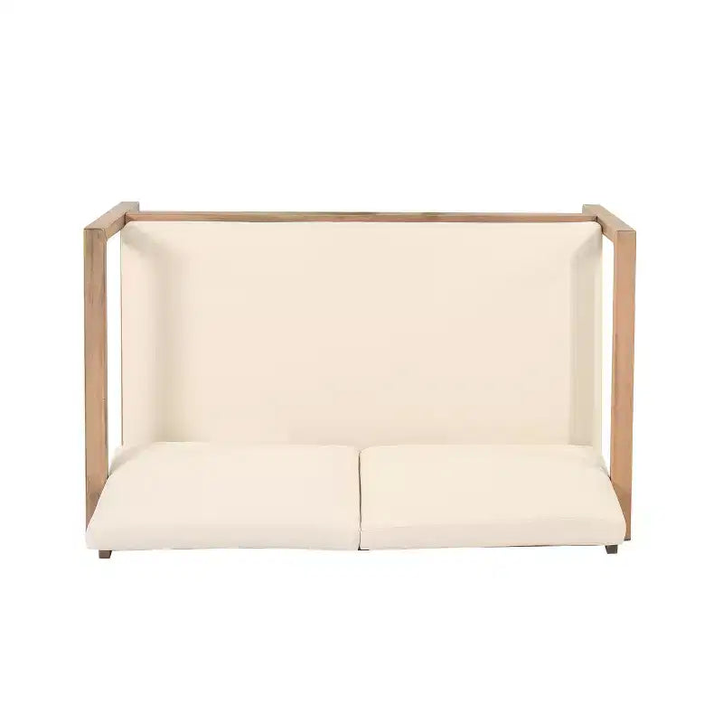Conjunto de muebles de patio de madera de acacia, conjunto de exterior para conversar con mesa de centro y cojines suaves para jardín, porche y balcón, beige - Merax